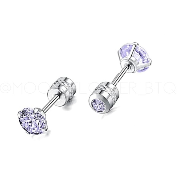 Light Purple CZ Double Ended Cartilage Earrings - Picture 3 of 3